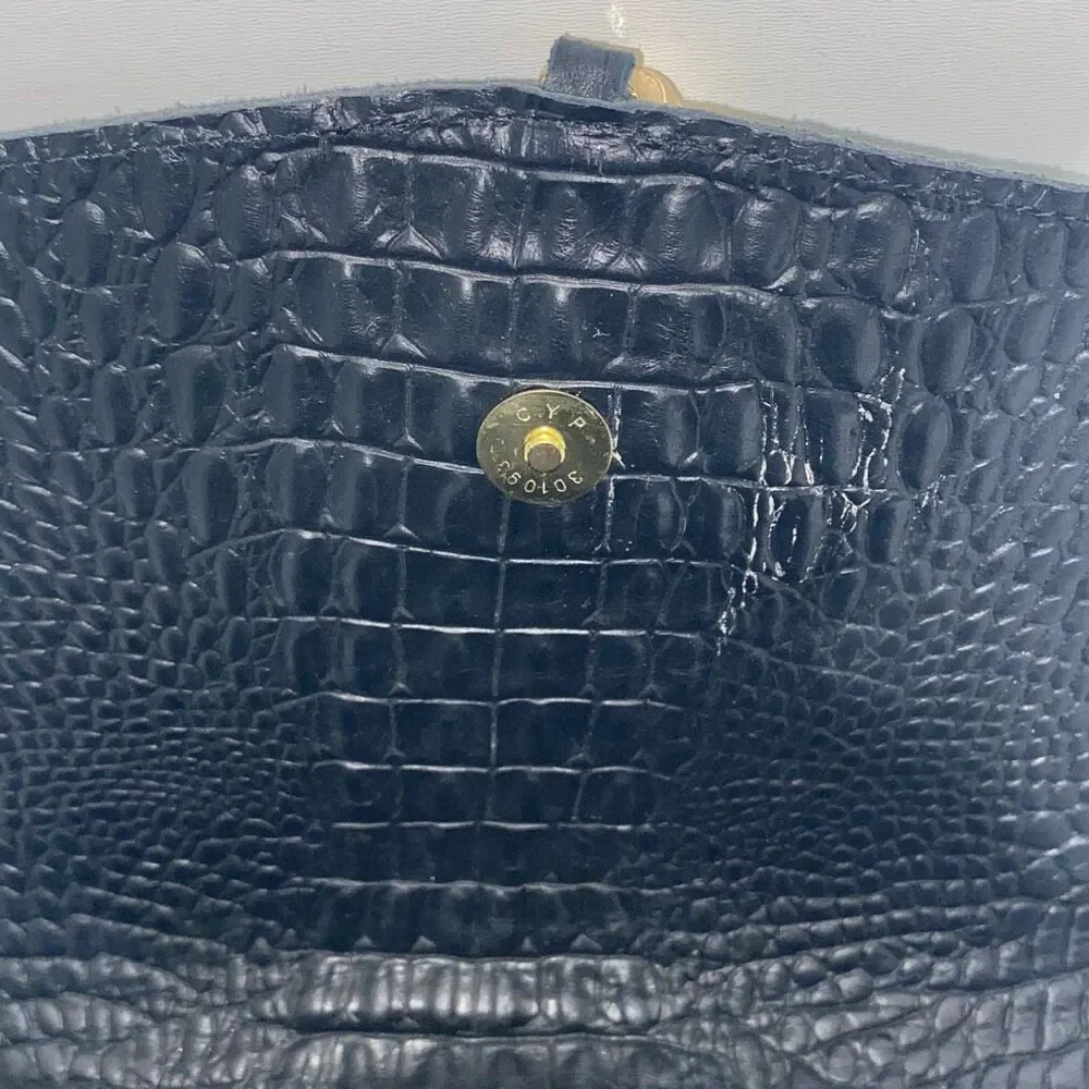 Black Croc Embossed Leather RBG Monogram Tassel Backpack‎ Gold Hardware